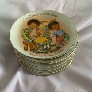 Avon Mother’s Day Collectible Porcelain Plates Set of 7 Children Illustrations
